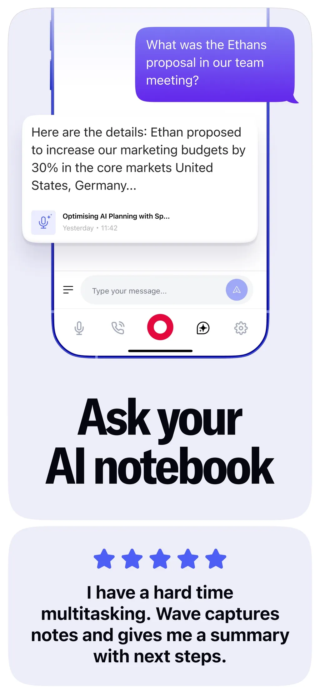 Wave AI Note Taker & Recorder screenshot 1