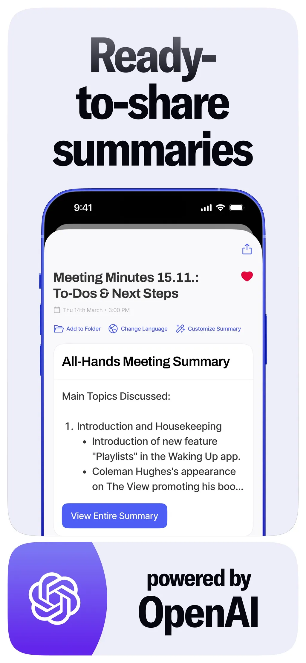 Wave AI Note Taker & Recorder App Store screenshot 4
