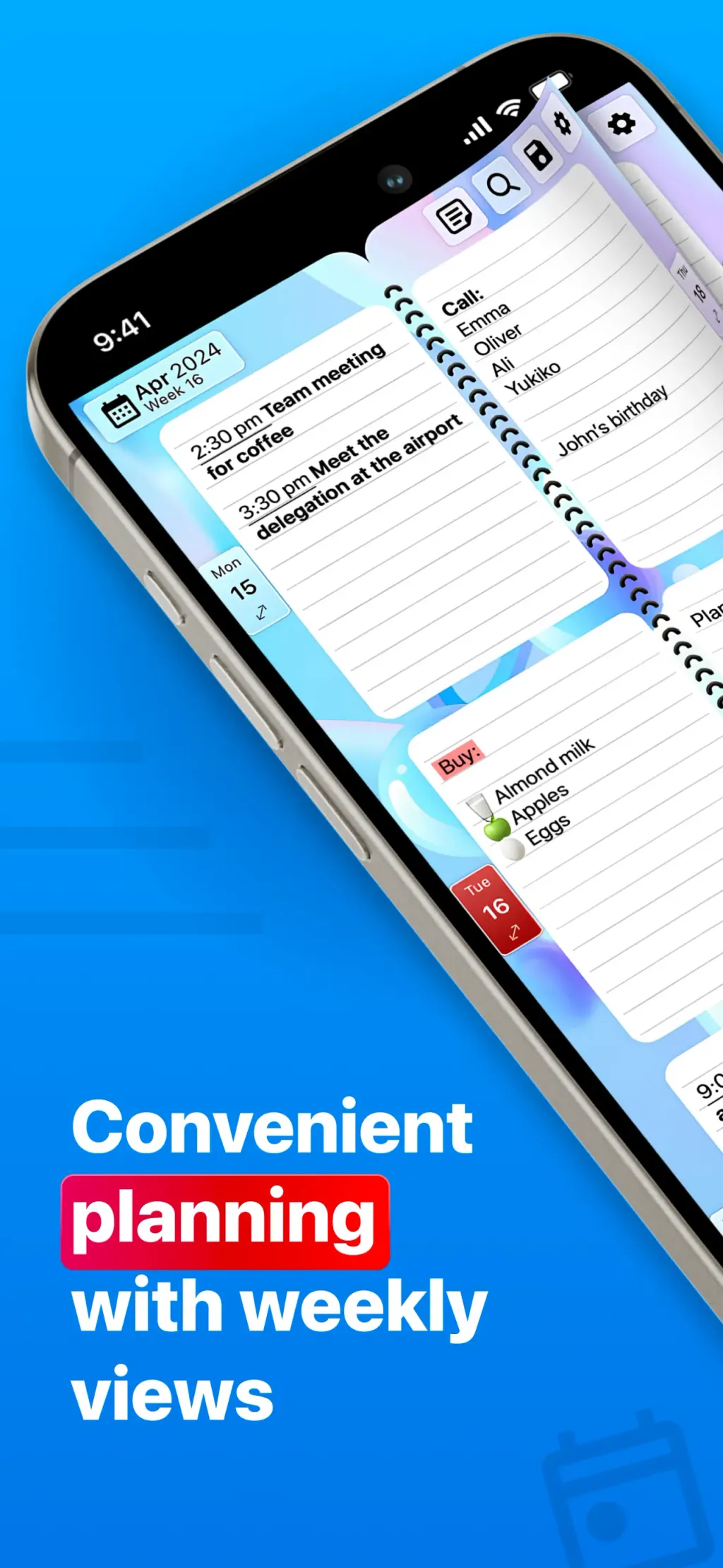 Weekly Planner - Diary, Notes App Store screenshot 1