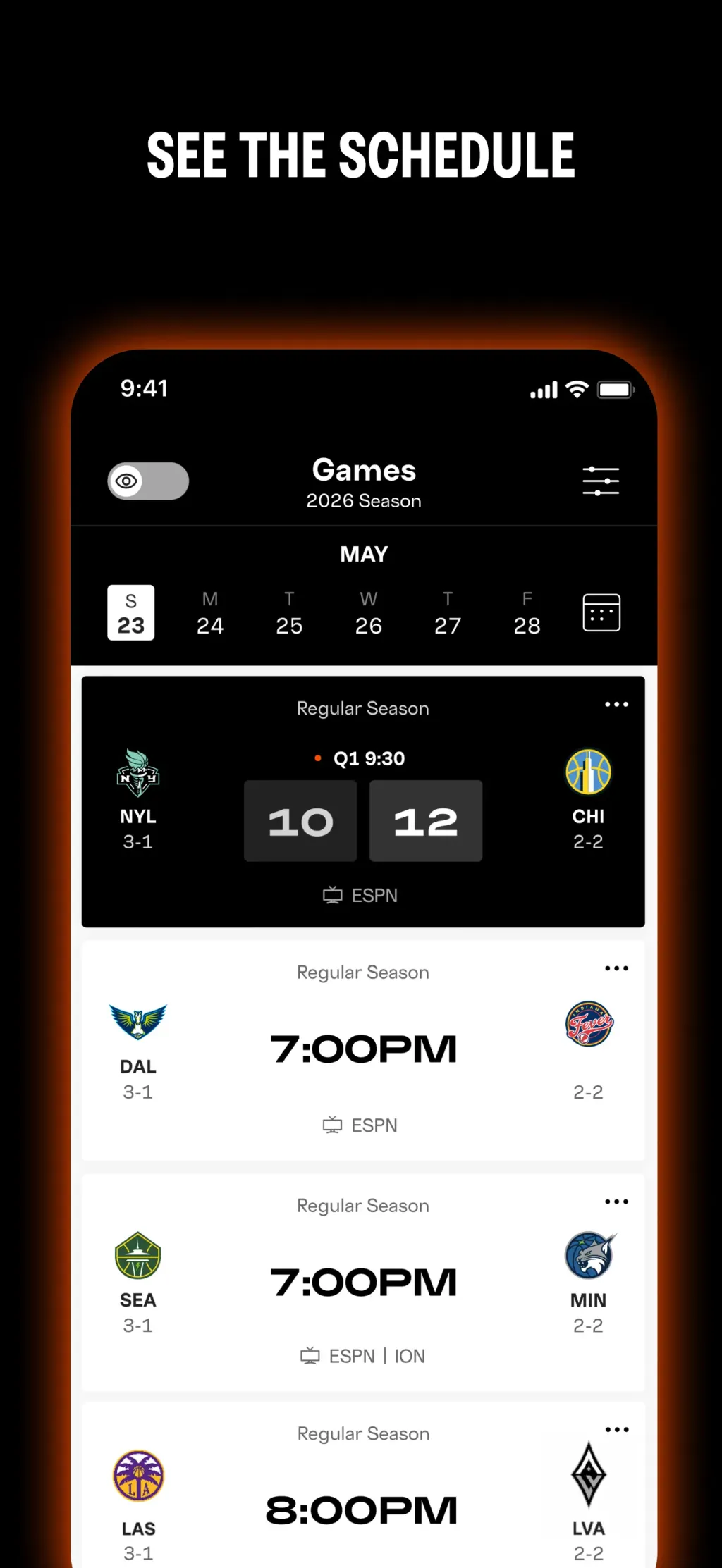 WNBA: Live Games & Scores App Store screenshot 2