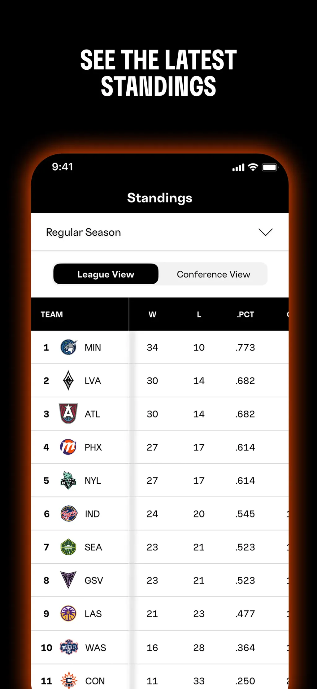 WNBA: Live Games & Scores App Store screenshot 5
