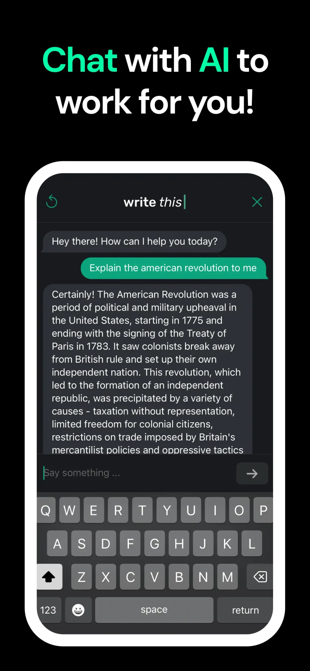 Write This - AI Text Generator App Store screenshot 1